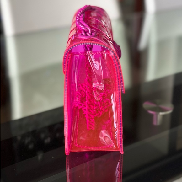 Kurt Geiger Hot Pink Clear Small Kensington Bag - Picture 4 of 6